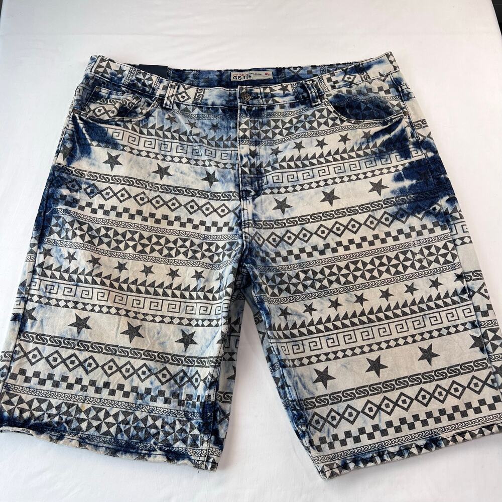 GS-115 Denim jean shorts men’s Size 46 star Print AOP
